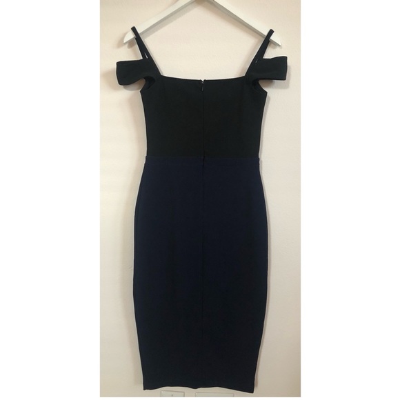 ASOS Fitted Midi Dress in Black and Navy - Picture 4 of 5